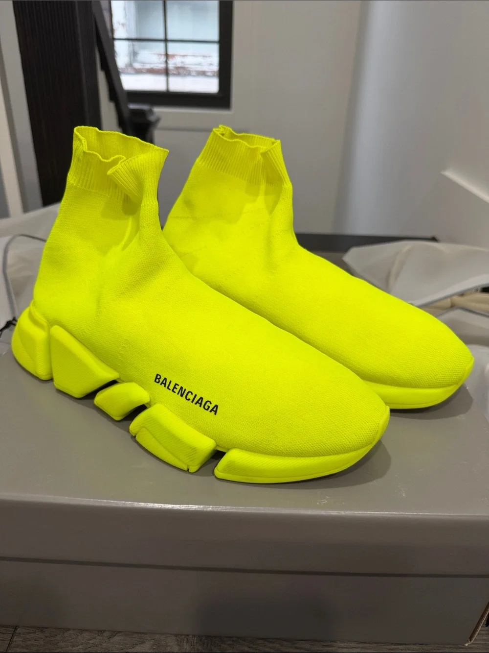 Balenciaga Men’s Neon Yellow Sock Sneakers